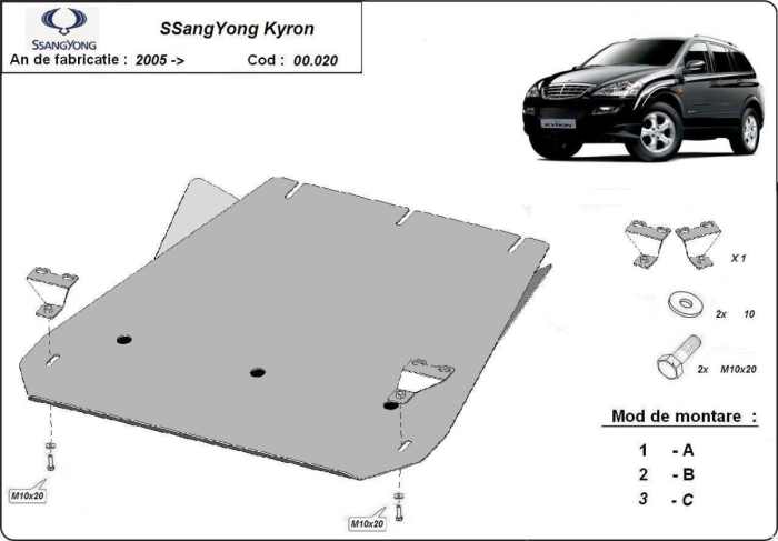 Scut cutie de viteză SsangYong Kyron 2005-2014 - Oțel 2.5 mm [3]