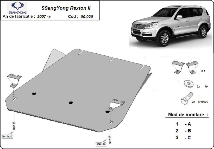 Scut cutie de viteză SsangYong Rexton 2 2007-2017 - Oțel 2.5 mm [3]