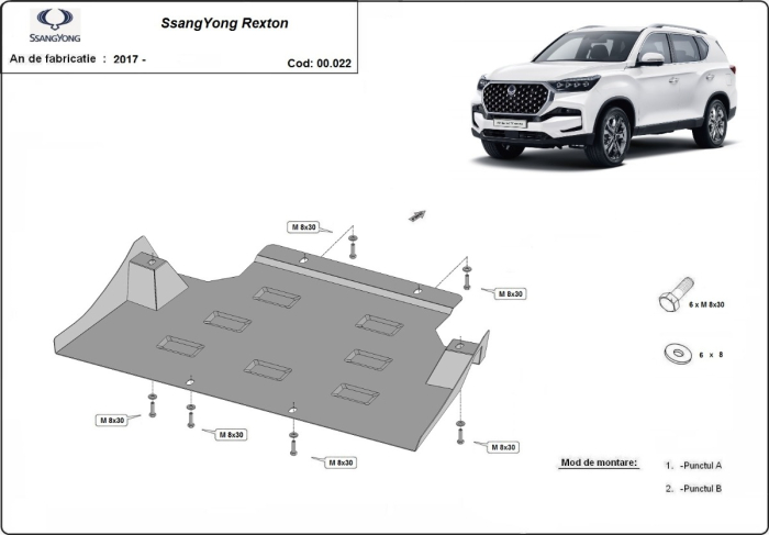 Scut cutie de viteză SsangYong Rexton 2017-2026 - Oțel 2 mm [3]