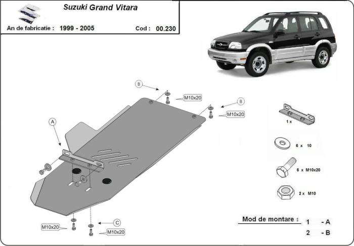 Scut cutie de viteză Suzuki Grand Vitara 1999-2005 - Oțel 3 mm [3]
