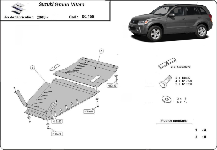 Scut cutie de viteză Suzuki Grand Vitara II 2005-2019 - Oțel 3 mm [3]