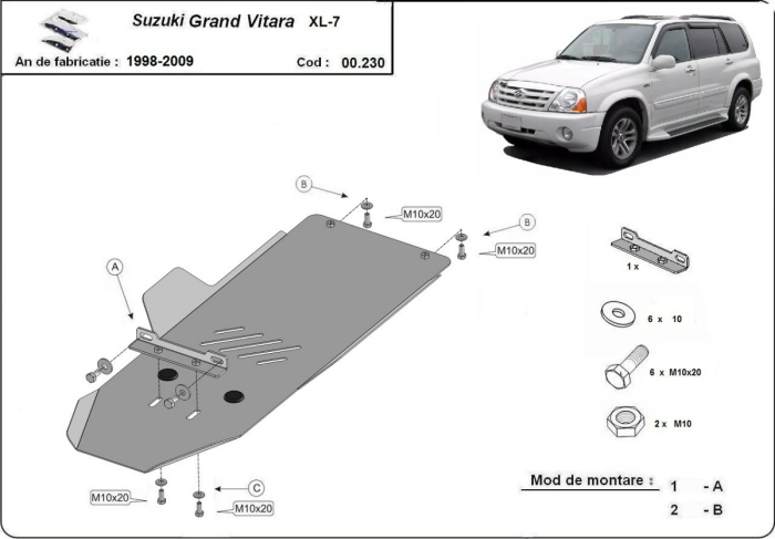 Scut cutie de viteză Suzuki Grand Vitara XL-7 1998-2009 - Oțel 3 mm [3]