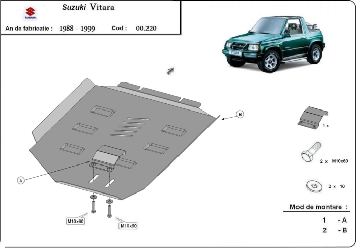 Scut cutie de viteză Suzuki Vitara 1988-1999 - Oțel 3 mm [3]