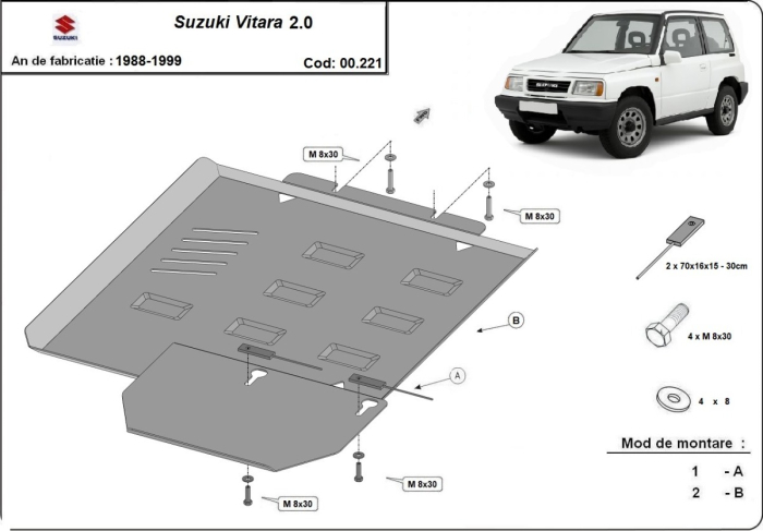 Scut cutie de viteză Suzuki Vitara 2.0 1988-1999 - Oțel 2.5 mm [3]