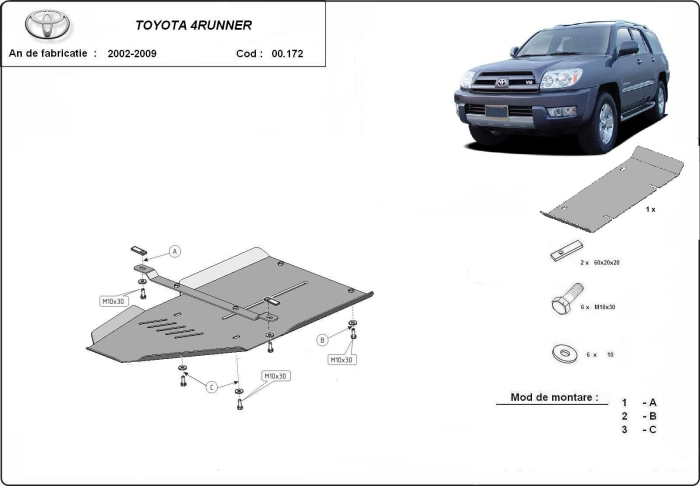 Scut cutie de viteză Toyota 4Runner 2002-2009 - Oțel 2.5 mm [3]