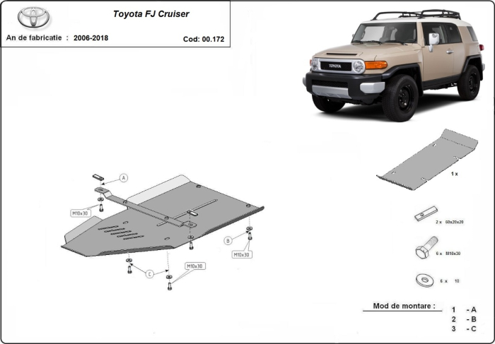 Scut cutie de viteză Toyota FJ Cruiser 2006-2018 - Oțel 2.5 mm [3]
