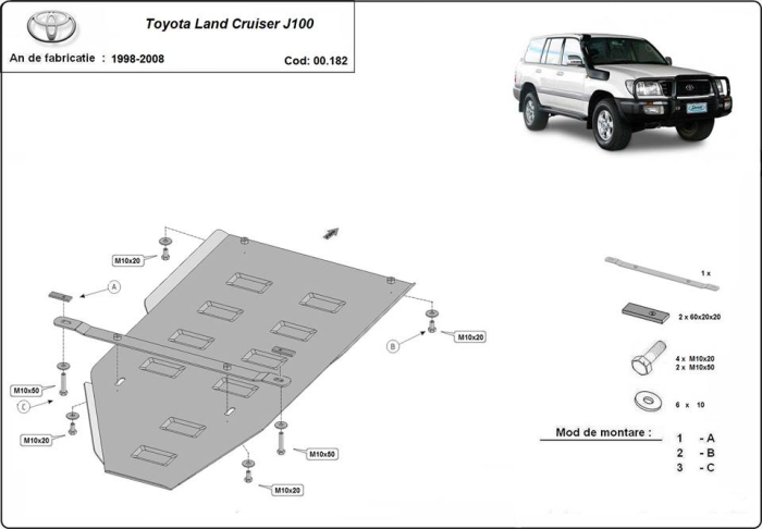 Scut cutie de viteză Toyota Land Cruiser J100 1998-2008 - Oțel 2.5 mm [3]