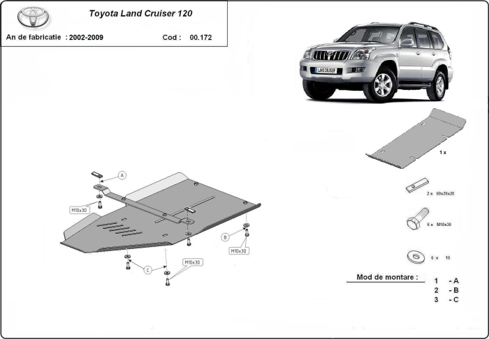 Scut cutie de viteză Toyota Land Cruiser J120 2002-2009 - Oțel 2.5 mm [3]