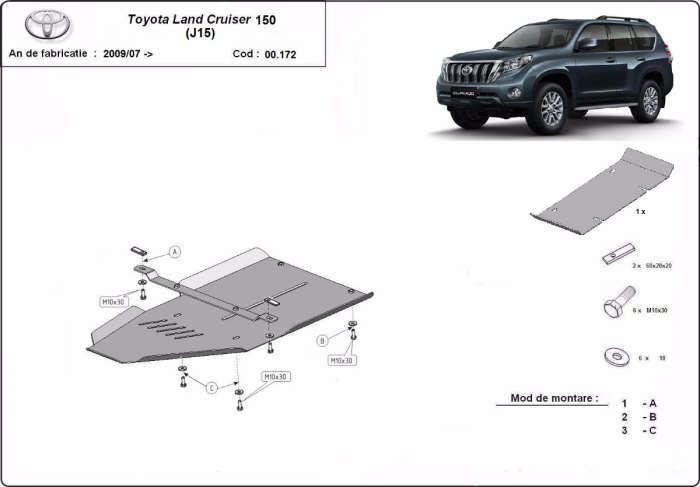 Scut cutie de viteză Toyota Land Cruiser J150 2009-2026 - Oțel 2.5 mm [3]