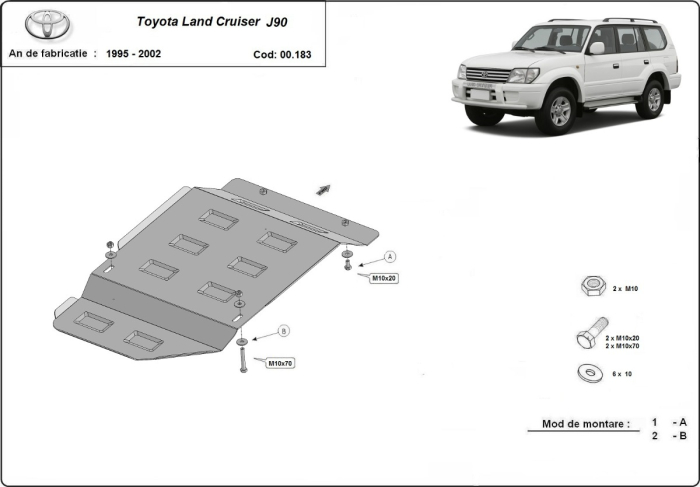 Scut cutie de viteză Toyota Land Cruiser J90 1995-2002 - Oțel 2.5 mm [3]