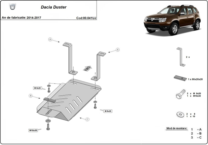 Scut diferențial Dacia Duster 4x4 2014-2017 - Oțel 2 mm [3]