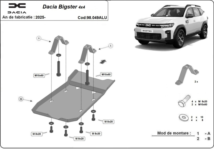 Scut diferențial din aluminiu Dacia Bigster 4x4 2025-2026 - Aluminiu 4 mm [3]