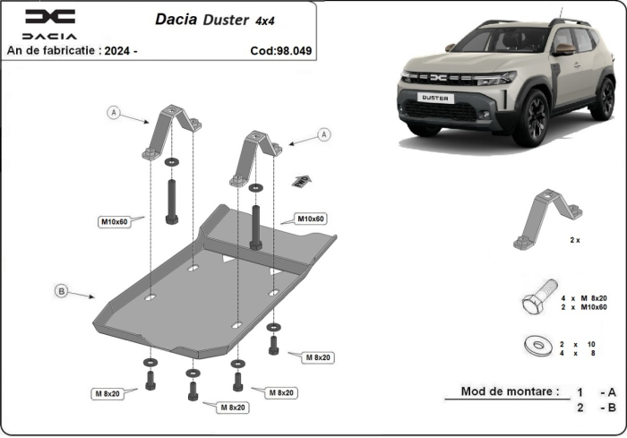 Scut diferențial din aluminiu Dacia Duster 4x4 2024-2026 - Aluminiu 4 mm [3]
