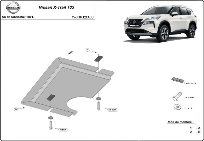 Scut diferențial din aluminiu Nissan X-Trail T33 2021-2026 - Aluminiu 3 mm [3]