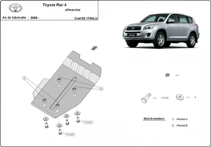 Scut diferențial din aluminiu Toyota RAV4 2006-2013 - Aluminiu 3 mm [3]