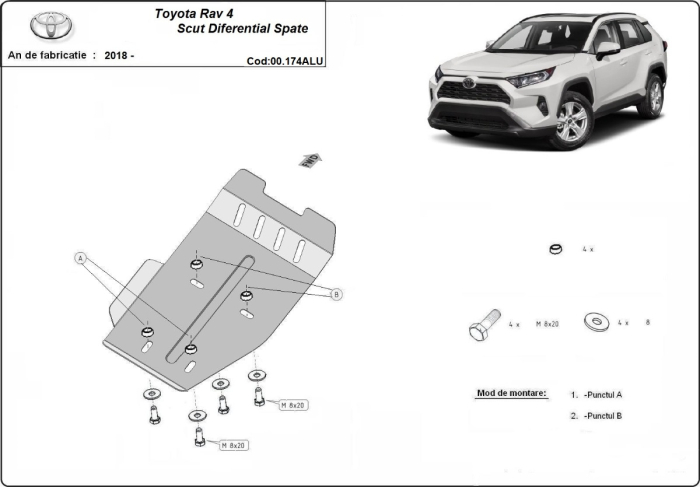 Scut diferențial din aluminiu Toyota RAV4 2018-2026 - Aluminiu 3 mm [3]