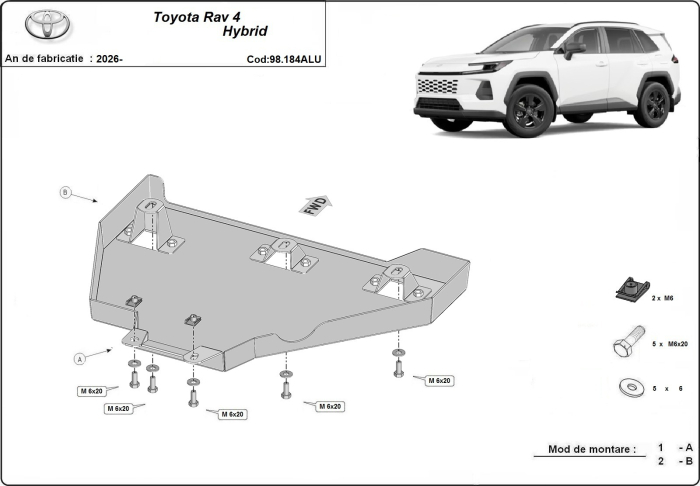 Scut diferențial din aluminiu Toyota RAV4 2026-2026 - Aluminiu 3 mm [3]
