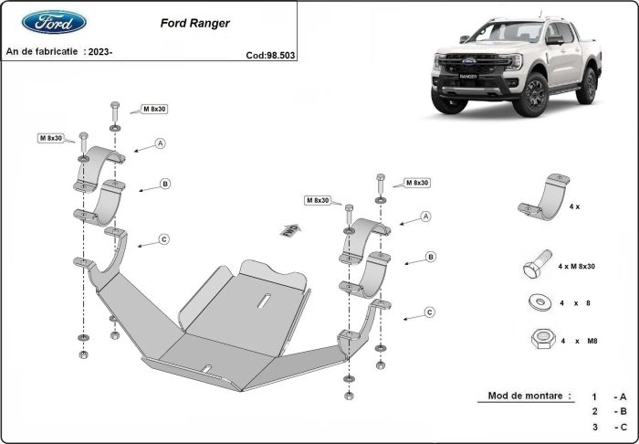 Scut diferențial spate Ford Ranger 2023-2026 - Oțel 4 mm [3]