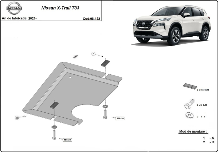 Scut diferențial spate Nissan X-Trail T33 2021-2026 - Oțel 2 mm [3]