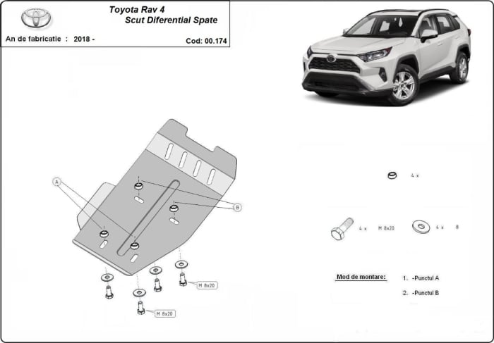 Scut diferențial spate Toyota RAV4 2018-2026 - Oțel 3 mm [3]