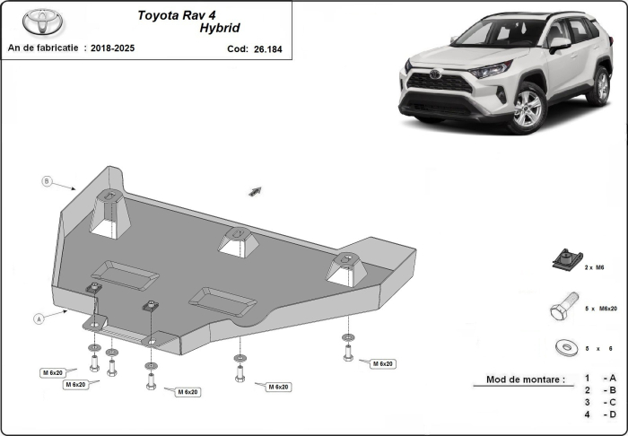 Scut diferențial spate Toyota RAV4 Hybrid 2018-2025 - Oțel 2 mm [3]