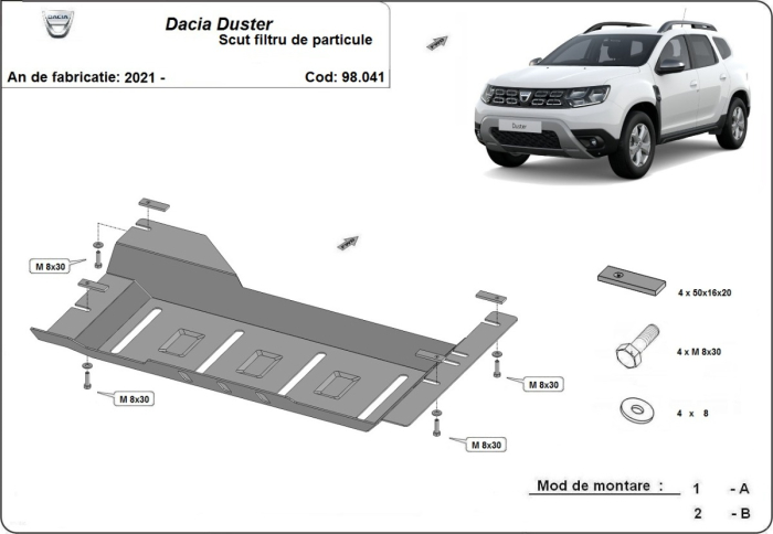 Scut filtru particule Dacia Duster 2021-2024 - Oțel 2 mm [3]