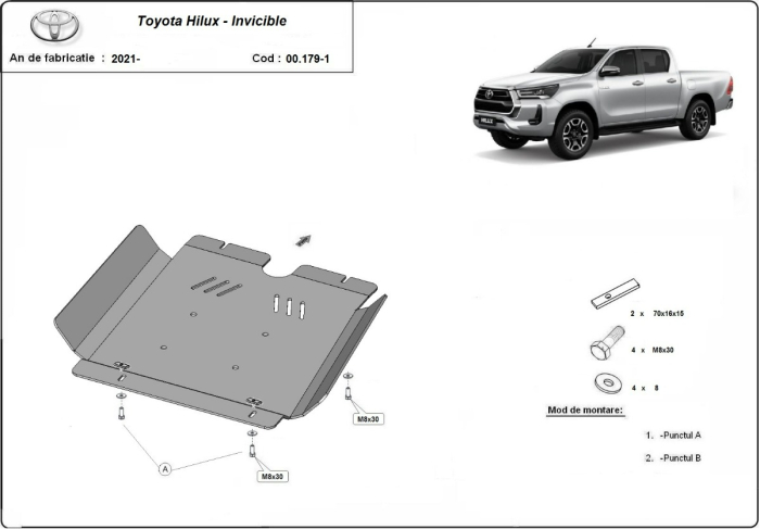 Scut metalic cutie de viteză Toyota Hilux Invincible 2021-2026 - Oțel 3 mm [2]