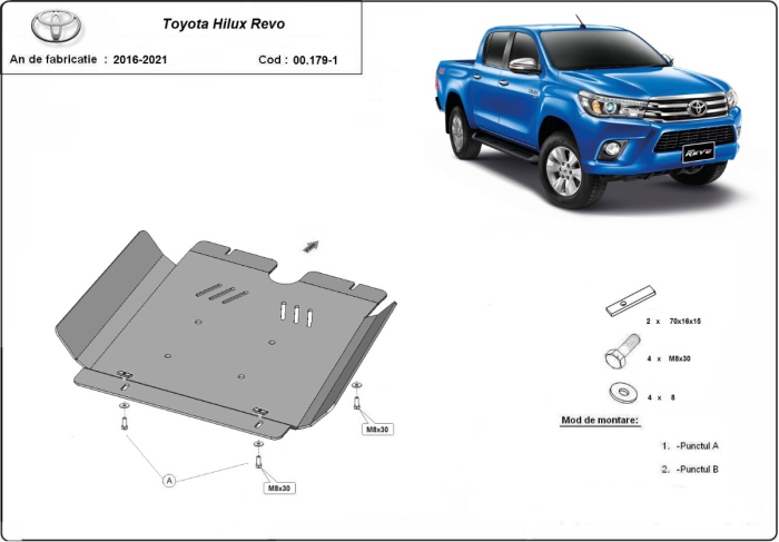 Scut metalic cutie de viteză Toyota Hilux Revo 2016-2026 - Oțel 3 mm [2]