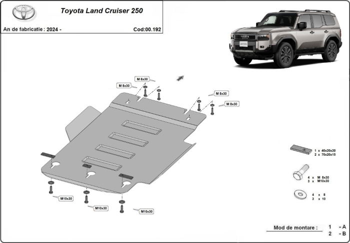 Scut metalic cutie de viteză Toyota Land Cruiser J250 2024-2026 - Oțel 3 mm [3]