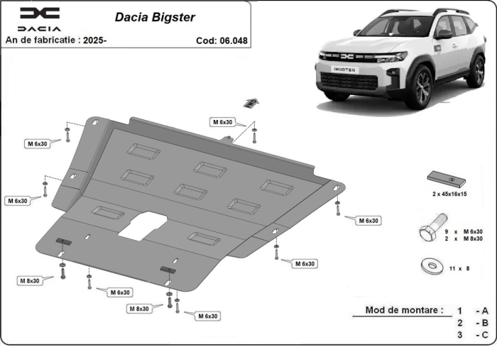 Scut motor Dacia Bigster - 4x4+4x2 2025-2026 - Oțel 2 mm [3]