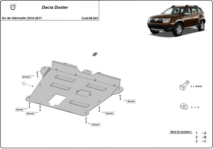 Scut motor Dacia Duster 2010-2017 - Oțel 2 mm [3]
