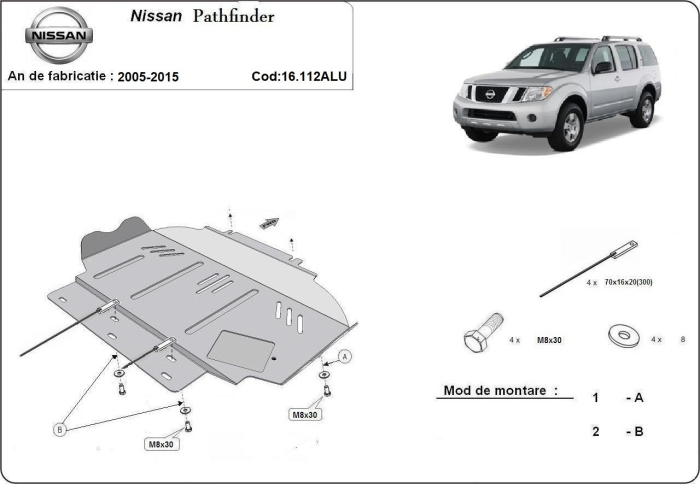 Scut motor din aluminiu Nissan Pathfinder 2005-2026 - Aluminiu 4 mm [2]