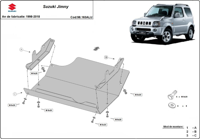 Scut motor din aluminiu Suzuki Jimny 1998-2018 - Aluminiu 5 mm [3]