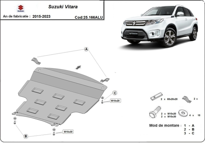Scut motor din aluminiu Suzuki Vitara 2013-2023 - Aluminiu 3 mm [3]