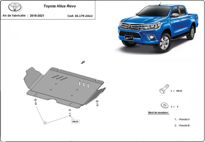 Scut motor din aluminiu Toyota Hilux Revo 2016-2026 - Aluminiu 4 mm [2]
