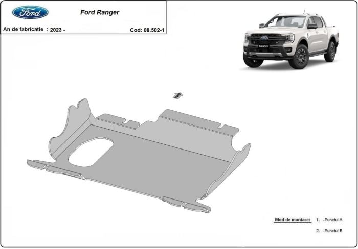 Scut motor Ford Ranger 2023-2026 - Oțel 3 mm [2]