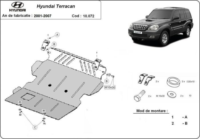 Scut motor Hyundai Terracan 2001-2007 - Oțel 3 mm [3]