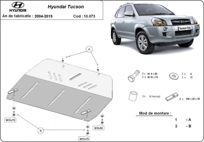 Scut motor Hyundai Tucson 2004-2015 - Oțel 3 mm [3]