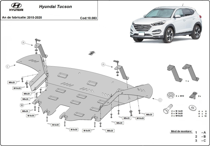 Scut motor Hyundai Tucson 2015-2020 - Oțel 2 mm [3]