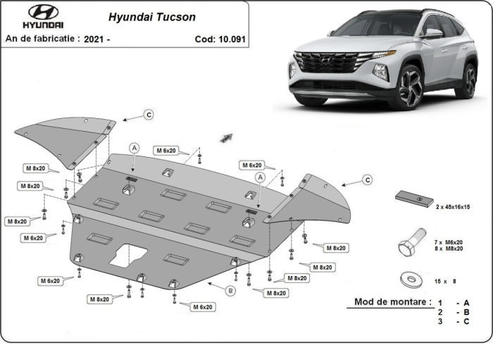 Scut motor Hyundai Tucson 2021-2026 - Oțel 2 mm [3]