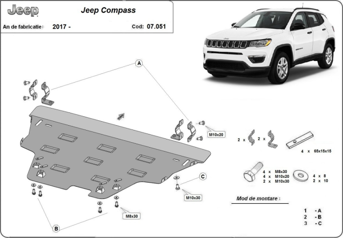 Scut motor Jeep Compass 2017-2026 - Oțel 2 mm [3]