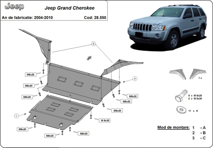 Scut motor Jeep Grand Cherokee 2004-2010 - Oțel 2 mm [3]