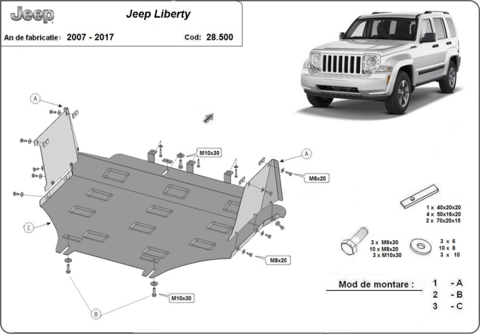 Scut motor Jeep Liberty 2007-2017 - Oțel 2 mm [3]