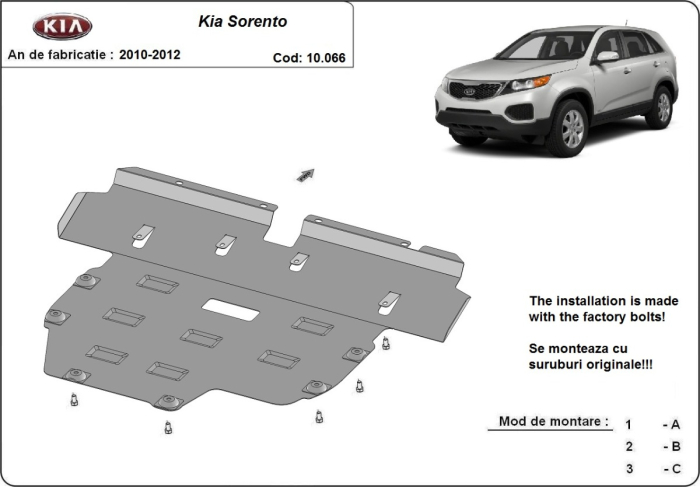 Scut motor Kia Sorento 2010-2012 - Oțel 2 mm [3]