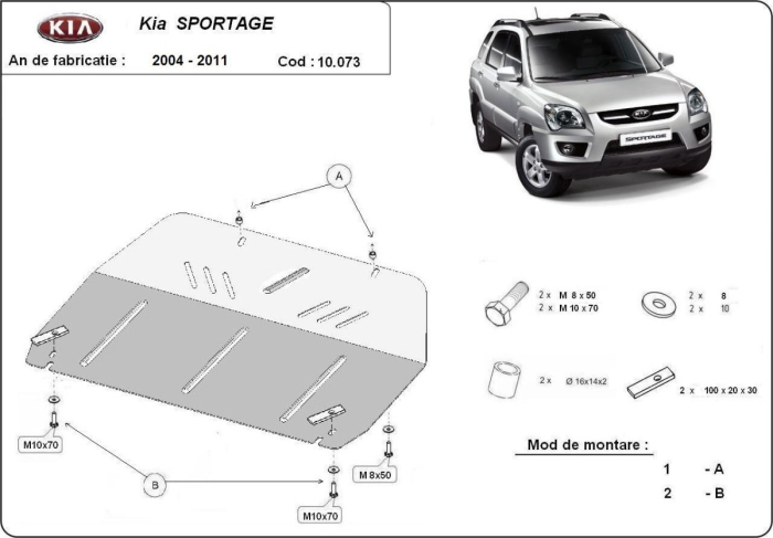 Scut motor Kia Sportage 2004-2010 - Oțel 3 mm [3]