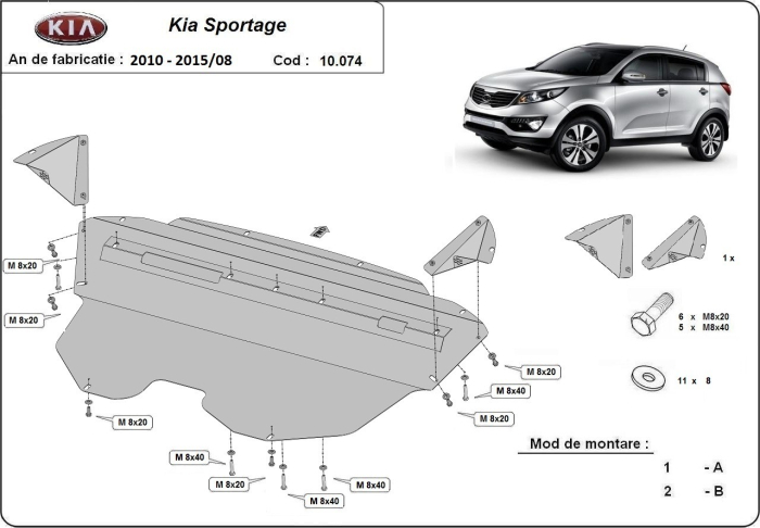 Scut motor Kia Sportage 2011-2015 - Oțel 2 mm [3]