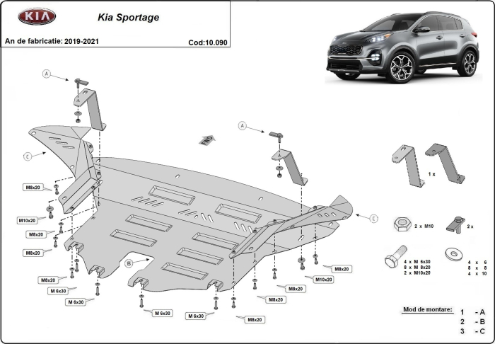 Scut motor Kia Sportage 2019-2021 - Oțel 2 mm [3]