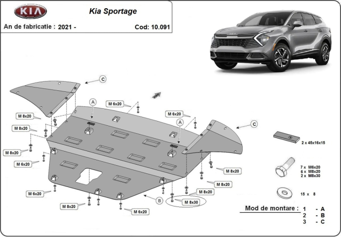 Scut motor Kia Sportage 2021-2026 - Oțel 2 mm [1]