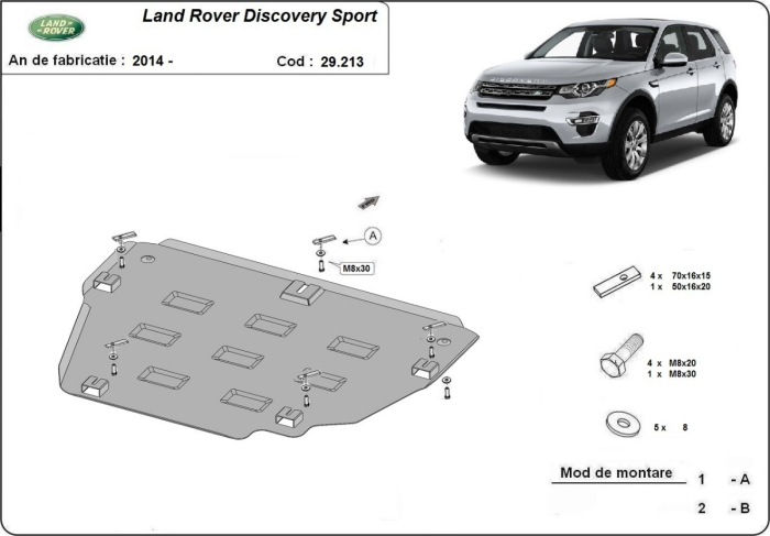 Scut motor Land Rover Discovery Sport 2014-2019 - Oțel 2 mm [3]