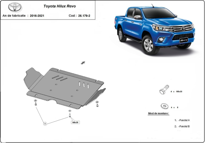 Scut motor metalic Toyota Hilux Revo 2016-2026 - Oțel 3 mm [2]